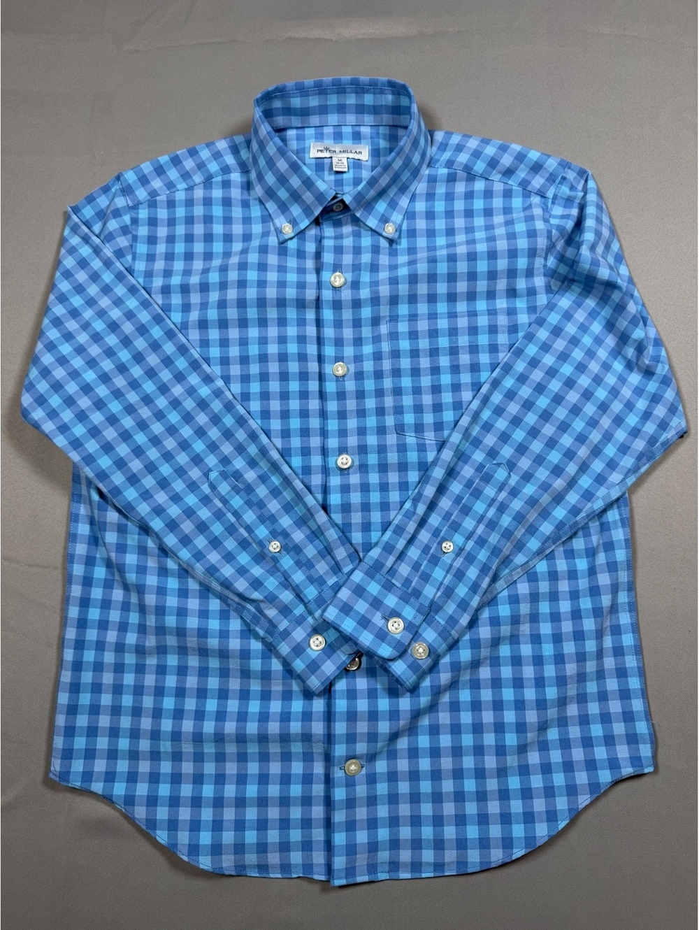 Peter Millar Blue Check Button Down Shirt Mens Medium
